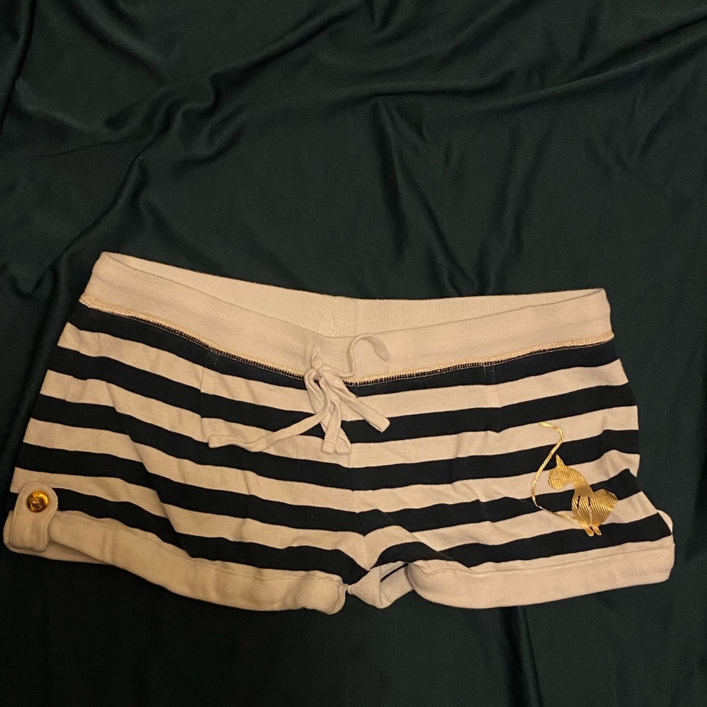 Blue and White Striped Baby Phat Shorts